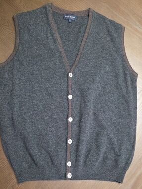 Scott Barber Men's Gray 100% Wool Button-Up Vest Size Large